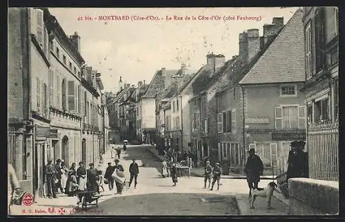 AK Montbard, La Rue de la Côte-d`Or côté Faubourg