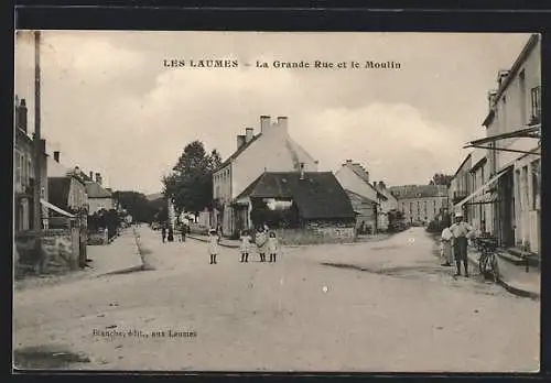 AK Les Laumes, la Grande Rue et le Moulin