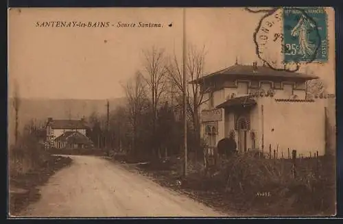 AK Santenay-les-Bains, Sous ce Santana, route avec bâtiments et arbres en hiver
