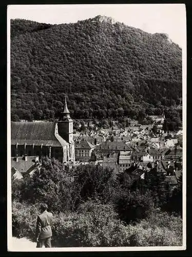 Fotografie Löhrich, Ansicht Kronstadt, Ortsansicht mit schwarzer Kirche & Hohe Zinne