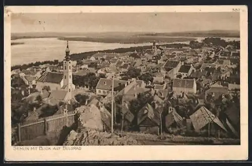 AK Semlin, Ortsansicht mit Blick auf Belgrad