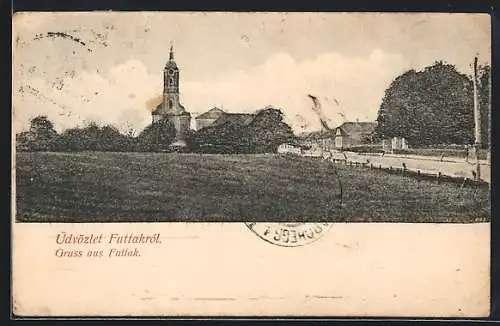 AK Futtak, Ortsansicht mit der Kirche