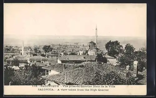 AK Salonique, Vue prise du Quartier Haut de la Ville