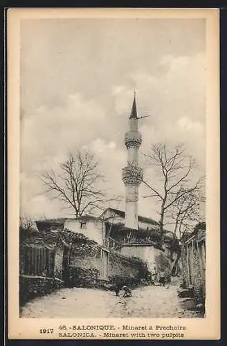 AK Salonique / Saloniki, Minaret à deux préchoirs