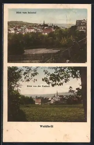 AK Waldbröl, Blick von der Freiheit auf den Ort, Blick vom Bahnhof