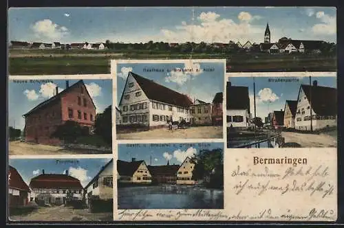 AK Bermaringen, Gasthaus z. Adler, Forsthaus, Neues Schulhaus, Gasthaus z. grünen Baum