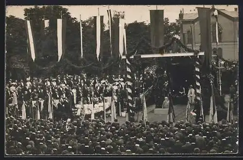 Foto-AK Freiburg /Br., Grundsteinlegung mit Grossherzog von Baden 1906