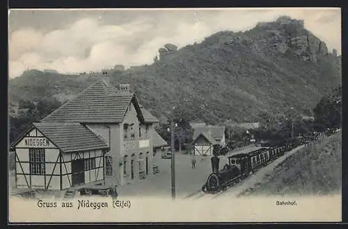 AK Nideggen, Eisenbahn am Bahnhof