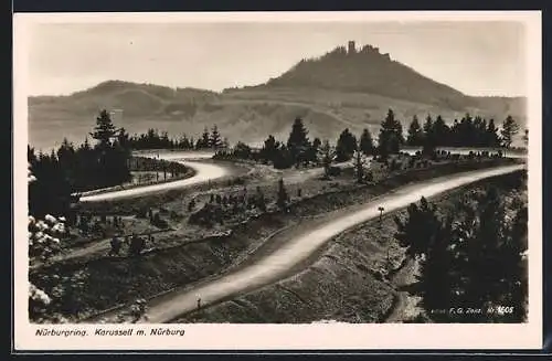 AK Adenau, Nürburgring, Karussell mit Nürburg