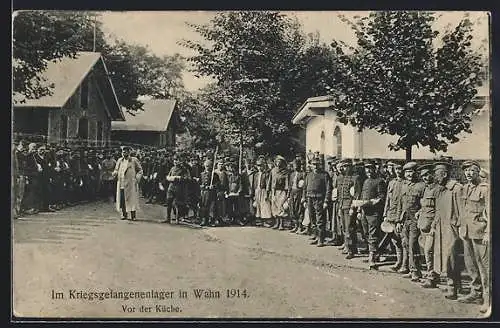 AK Köln-Wahn, im Kriegsgefangenenlager vor der Küche 1914