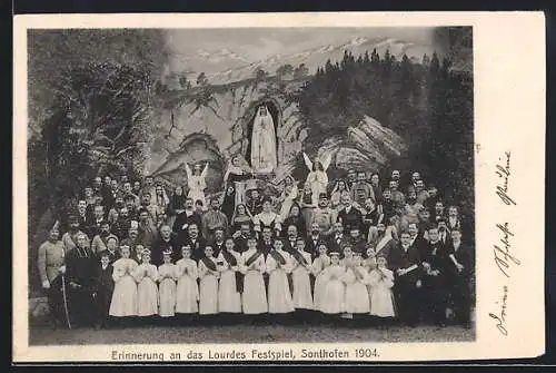 AK Sonthofen, Gruppenfoto zur Erinnerung an das Lourdes Festspiel 1904