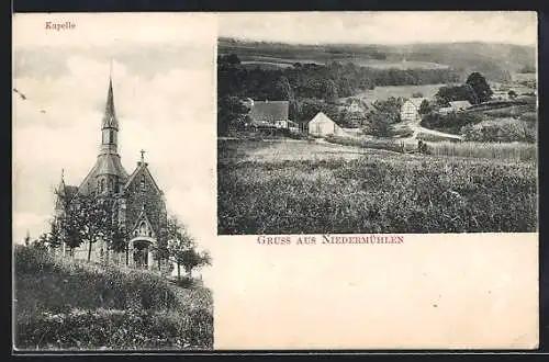 AK Niedermühlen, Kapelle & Gesamtansicht