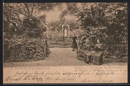 AK Wien, Währing, Eingang in den Garten des Pensionates St. Ursula, Gentzgasse 18