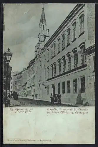 Mondschein-AK Wien, Währing, Kapelle mit Pensionat St. Ursula in der Gentzgasse 18