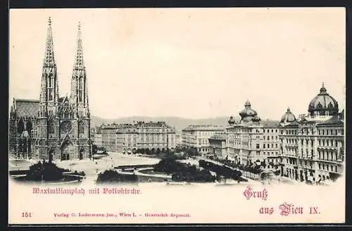 AK Wien, Maximilianplatz mit Votivkirche