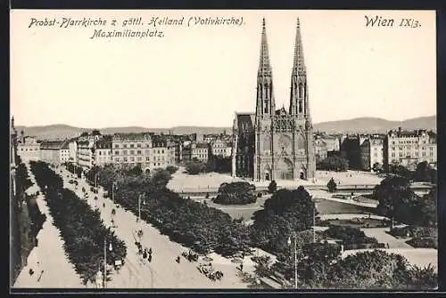 AK Wien, Probst-Pfarrkirche z. göttl. Heiland (Votivkirche), Maximilianplatz