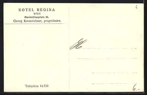 AK Wien, Hotel Regina, Maximilianplatz 16