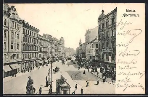 AK Wien, Alserstrasse aus der Vogelschau