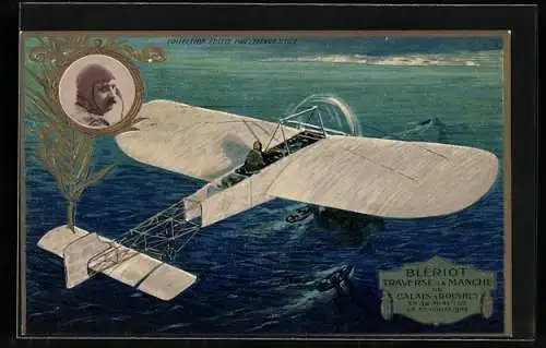 Präge-AK Blériot Traverse la Manche de Calais a Douvres, 25.07.1909