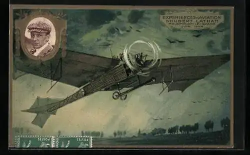 AK Moumelon-le-Grand. Pilot und Flugzeug, Expériences d`Aviation d`Hubert Latham 1909