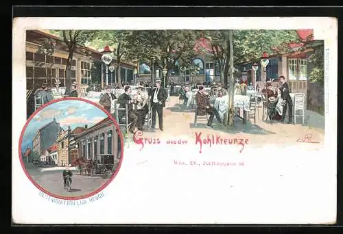 Lithographie Wien, Restaurant Kohlkreunze, Bes. Lud. Resch