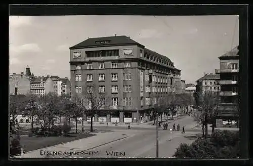 AK Wien, Strassenpartie am Eisenbahnerheim