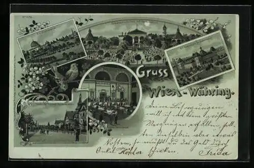 Mondschein-Lithographie Wien, Währing, Restaurant Türkenschanz-Park, K. k. Hochschule für Bodenkultur