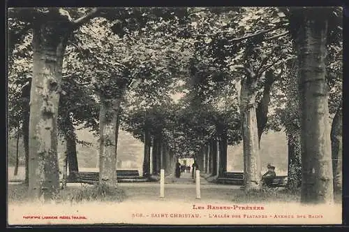 AK Saint Christau, L`Allèe des Platanes-Avenue des Bains