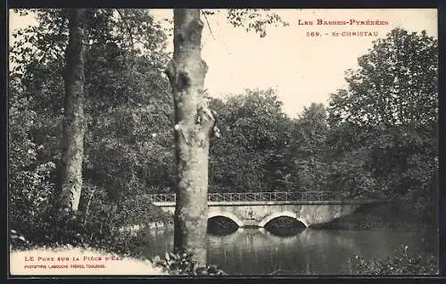 AK Saint-Christau, Le Pont sur la Piece D`Eau