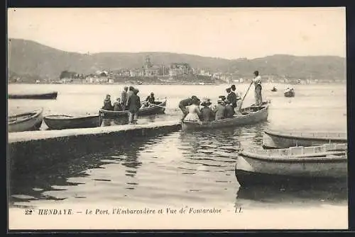 AK Hendaye, Le Port, l`Embarcadère et Vue de Fontarabie