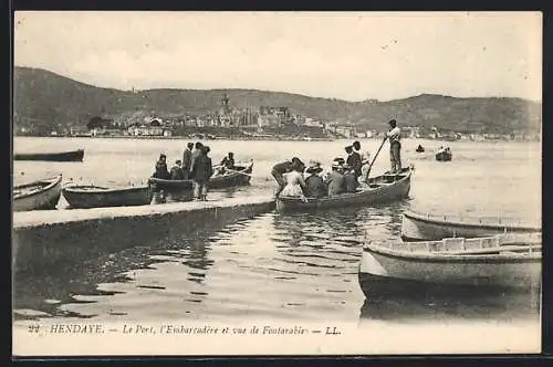 AK Hendaye, Le Port, l`Embarcadère et vue de Fontarabie