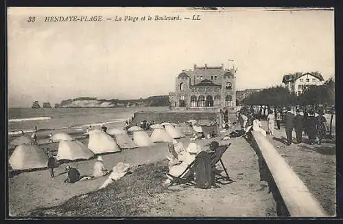 AK Hendaye-Plage, La Plage et le Boulevard