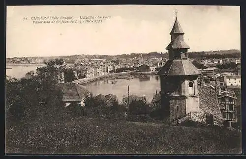 AK Ciboure, L`Èglise-Le Port-Panorama de St-Jean-de-Luz