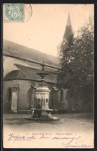 AK Montaut /B.-P., Place de l`Église