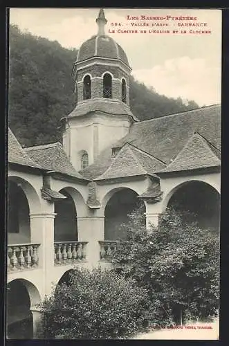 AK Sarrance /Vallée d`Aspe, Le Cloitre de l`Eglise et le Clocher