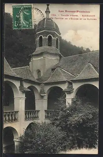 AK Sarrance /Vallée d`Aspe, Le Cloitre de l`Eglise et le Clocher