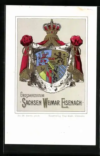 AK Wappen des Grossherzogtums Sachsen Weimar Eisenach