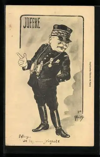 Künstler-AK Heerführer General Joffre in Uniform mit Schirmmütze und Orden