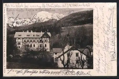 AK Prein /N.-Ö., Hotel Preinerwand gegen Raxalpe