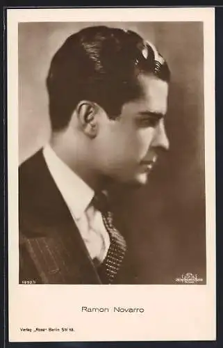 AK Schauspieler Ramon Novarro, Seitenprofil