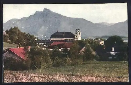 AK Mondsee, Teilansicht gegen Schafberg