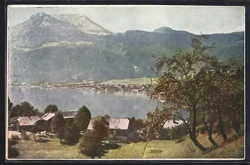 AK St. Gilgen, Ortsansicht gegen den Zwölferkogel