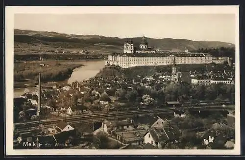 AK Melk in der Wachau, Totalansicht aus der Vogelschau