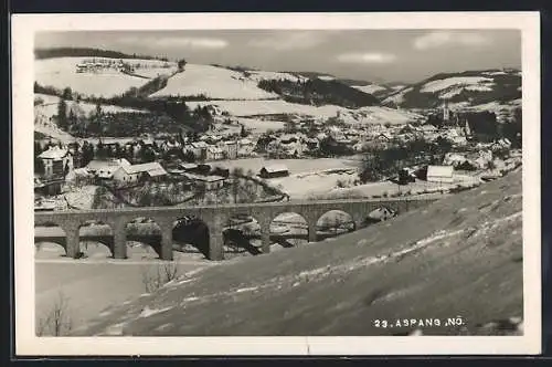 AK Aspang, Viadukt im Winter