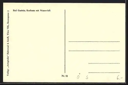 AK Bad Gastein, Kurhaus mit Wasserfall
