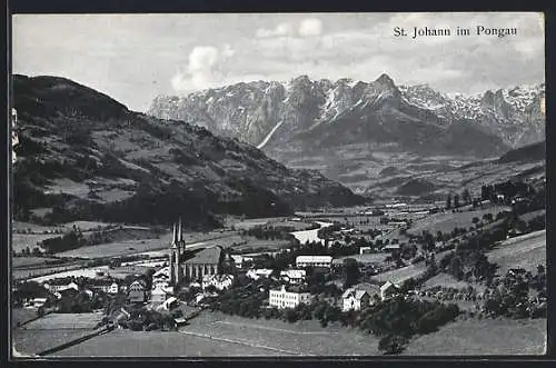 AK St. Johann i. Pongau, Ortsansicht mit Bergpanorama