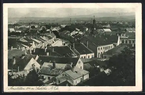 AK Amstetten, Blick über die Dächer der Stadt ins Land