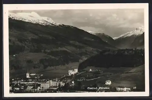 AK Gmünd i. Kärnten, Totalansicht von einen Berg aus