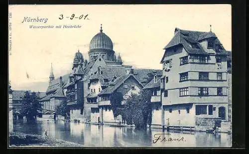 AK Nürnberg, Synagoge mit Heubrücke