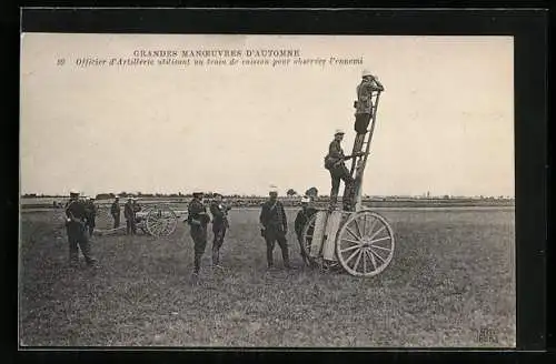 AK Officier d`Artillerie utilisant un train de caisson pour observer l`ennemi